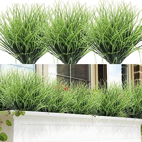 8 Fake Grass Artificial Bush Faux Grass Plants Fake Bushes
