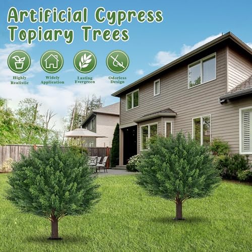 Grooo Realistic Artificial Cypress Topiary Set of 2