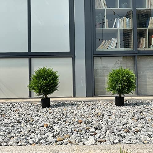 Perfect 2x Fake Cedar Topiary Bush for HomeGarden