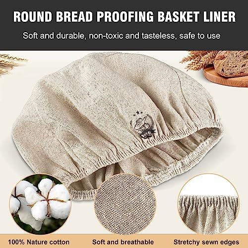 Walfos 6-Piece 10 Round Bakeware Proofing Basket Liner Soft Durable