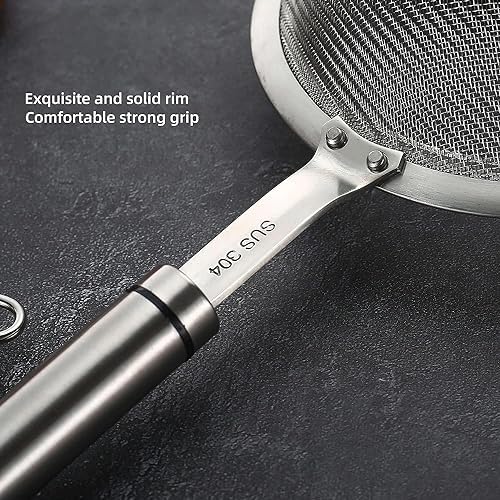 AOWOTO 472-inch Stainless Steel Strainer with Handle Effortless Kitchen Strainer System