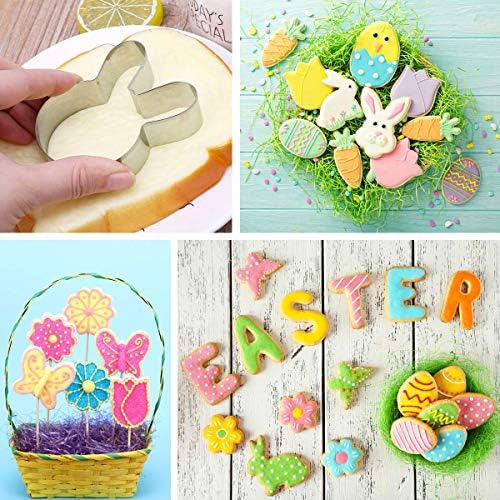Stainless Steel Easter Cookie Cutters 5 Piece Set Perfect for Baking Crafting