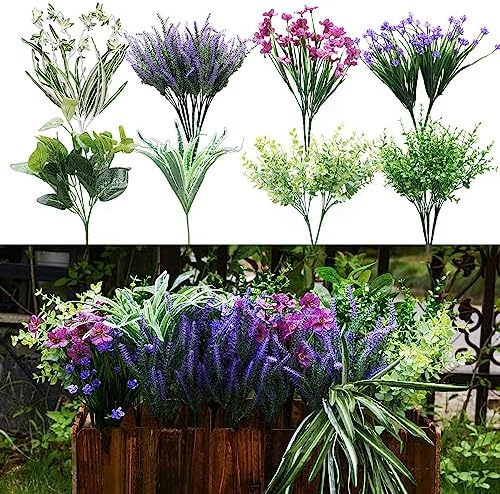 Vibrant 19 Bunches Fake Plants Outdoor